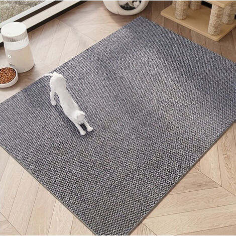AUTRUCKER Tapis à gratter en sisal synthétique pour chat, tapis durable pour pattes de chat, tapis absorbant les chocs et anti-salissures, gris, 40 x 60 cm
