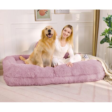 LEDANDER Lit pour animaux de compagnie en forme humaine, pouf, chaise de jeu de sol réglable à cinq positions, convient au salon, tissu peluche, rose