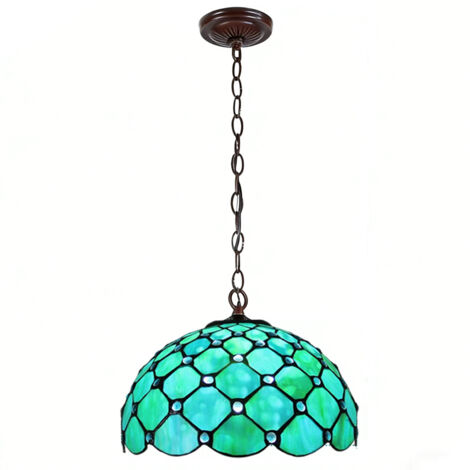 LEDANDER Lustre en verre bleu de 30 cm, luminaire décoratif rétro, idéal pour les maisons, les salons, les salles à manger, les chambres, les restaurants et les bars. (1/5)
