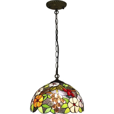 LEDANDER Lustre de style Tiffany, 9 watts, plafonnier vintage, ampoule 220V/E27 à lumière chaude, lustre en vitrail fait main, convient aux restaurants, bars, hôtels et à la décoration intérieure. (1/5)