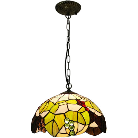 LEDANDER Suspension vintage de 30 cm avec abat-jour en vitrail, idéale pour décorer un salon, une salle à manger, une chambre, un bureau ou un couloir. (1/5)