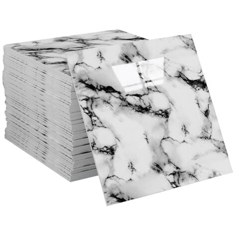 Lot de 20 stickers muraux autocollants en PVC résistant aux éclaboussures, 3030 cm, effet marbre, amovibles, pour salles de bains et aux cuisines (E)