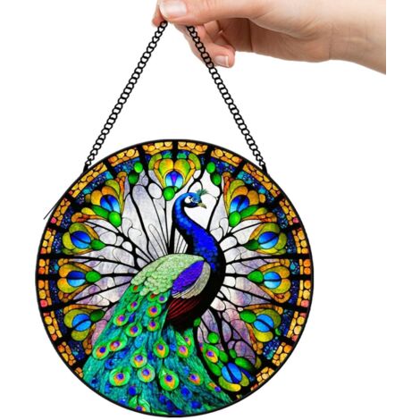 16 cm Attrape-soleil fleurs colorées en vitrail, décoration suspendue fenêtre, idée cadeau anniversaire (1/5)