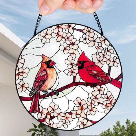 16 cm Attrape-soleil vitrail floral suspendu, décoration fenêtre maison, idée cadeau anniversaire (1/5)