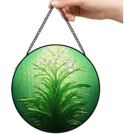 15 cm Panneau vitrail attrape-soleil fleurs, décoration fenêtre suspendue en verre coloré, cadeau maman (1/5)