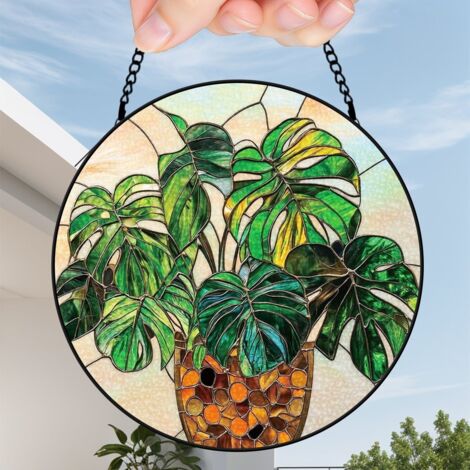 9 cm Attrape-soleil décoratif floral en verre coloré, suspension fenêtre, cadeau anniversaire original (1/5)