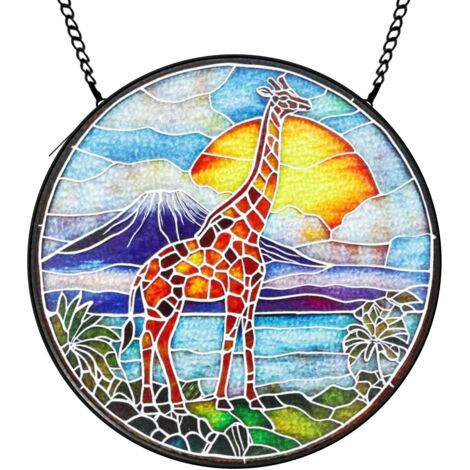 30 cmAttrape-soleil suspendu oiseau et fleurs en vitrail, décoration fenêtre jardin, cadeau Noël femme (1/5)