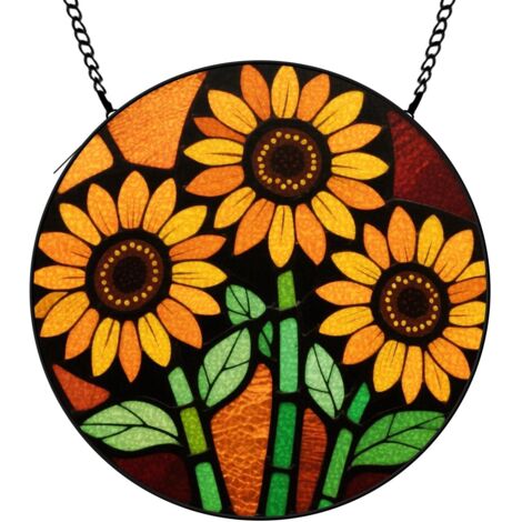 9 cm Attrape-soleil à fleurs en vitrail, panneau décoratif fenêtre en verre coloré, cadeau pour maman épouse (1/5)
