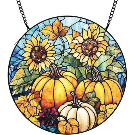 25 cm Attrape-soleil en vitrail fleurs colorées, panneau suspendu fenêtre, cadeau pour épouse maman (1/5)