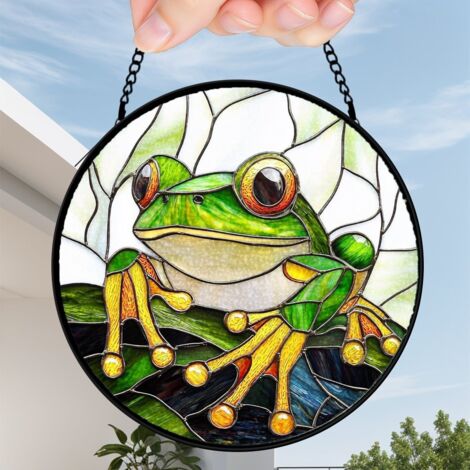 16 cm Attrape-soleil vitrail oiseau fleurs suspendu, décoration lumineuse fenêtre, cadeau grand-mère (1/5)