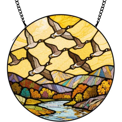 9 cm Panneau attrape-soleil en vitrail floral, décoration fenêtre en verre coloré, idée cadeau anniversaire (1/5)