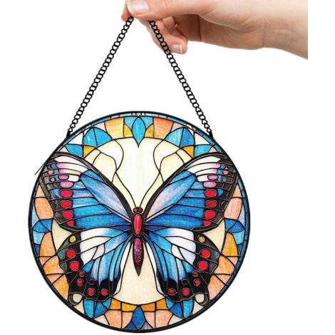 9 cm Attrape-soleil fleurs en vitrail suspendu, panneau fenêtre décoratif, idée cadeau femme homme (1/5)