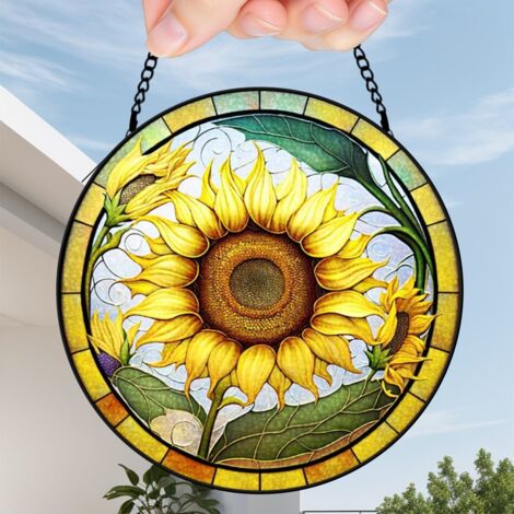 15 cm Attrape-soleil floral en vitrail suspendu, décoration maison fenêtre, cadeau pour maman épouse (1/5)