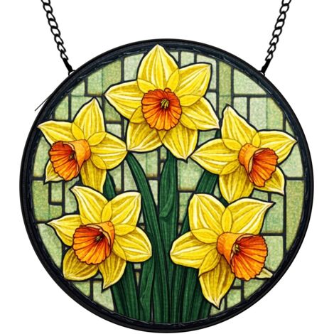 9 cm Attrape-soleil en vitrail fleurs décoratives, suspension fenêtre, cadeau anniversaire femme homme (1/5)