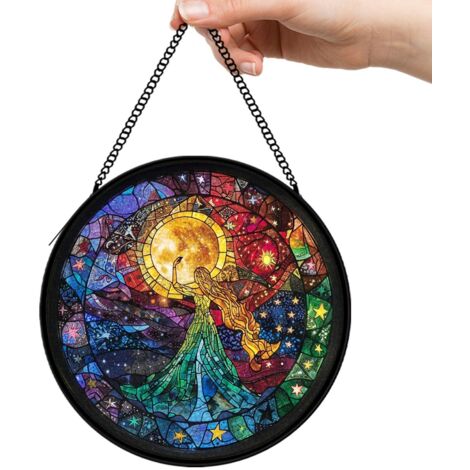 30 cmAttrape-soleil vitrail oiseau floral suspendu, décoration fenêtre jardin, cadeau anniversaire femme (1/5)