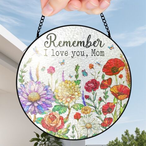 30 cmDécor vitrail attrape-soleil fleurs oiseaux papillons, suspension maison, cadeau anniversaire maman (1/5)