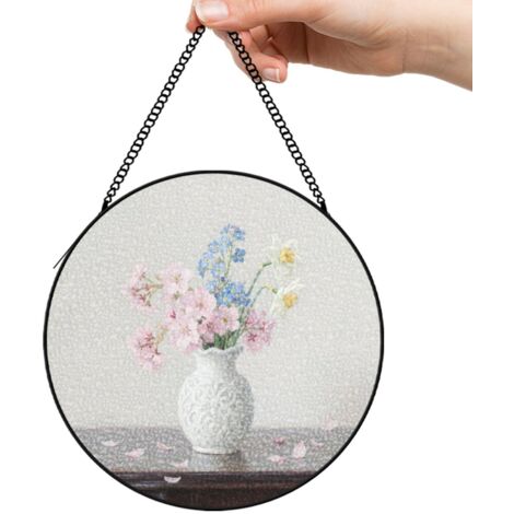 30 cmAttrape-soleil vitrail fleurs sauvages coucher de soleil, décoration fenêtre jardin, cadeau pour femme maman (1/5)