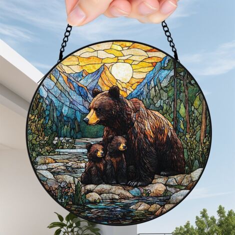 12,5 cm Attrape-soleil vitrail fleurs oiseaux abeille, panneau fenêtre décoratif, cadeau anniversaire (1/5)