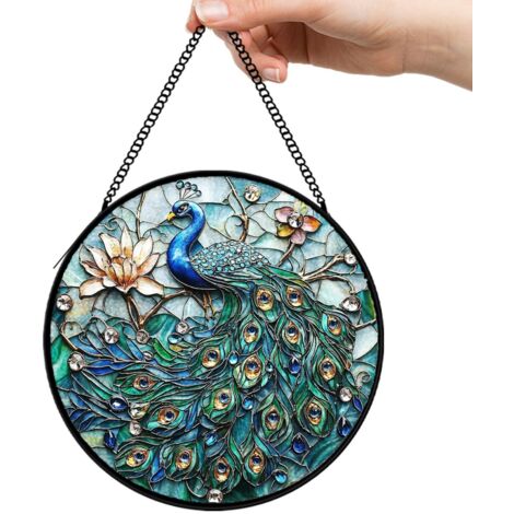 9 cm Attrape-soleil fleurs oiseaux papillons en verre coloré, suspension maison, cadeau femme (1/5)