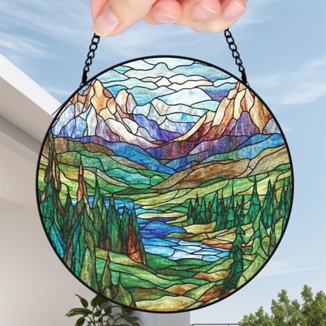 9 cm Attrape-soleil vitrail fleurs sauvages papillon abeille, décoration intérieure moderne, cadeau femme (1/5)