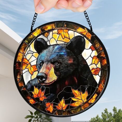 9 cm Attrape-soleil décoratif fleurs oiseaux papillons en vitrail, panneau intérieur, cadeau femme (1/5)