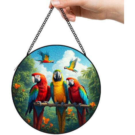 9 cm Attrape-soleil vitrail oiseaux fleurs abeille, suspension fenêtre décorative, cadeau maman (1/5)