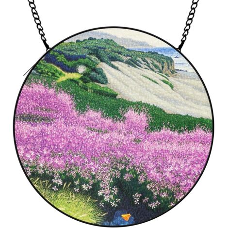 9 cm Attrape-soleil fleurs sauvages papillon abeille en verre coloré, décoration fenêtre, cadeau femme (1/5)