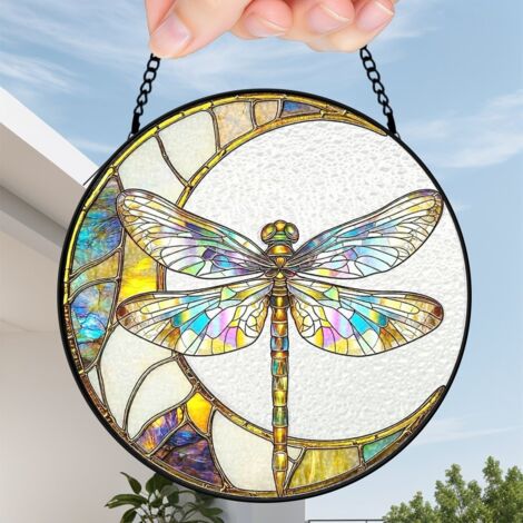 16 cm Attrape-soleil fleurs sauvages papillon abeille en verre coloré, panneau fenêtre, cadeau femme (1/5)