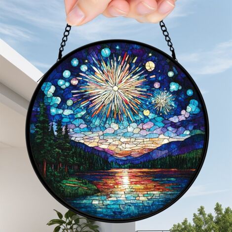 9 cm Attrape-soleil fleurs oiseaux abeille en verre coloré, panneau décoratif, cadeau femme (1/5)