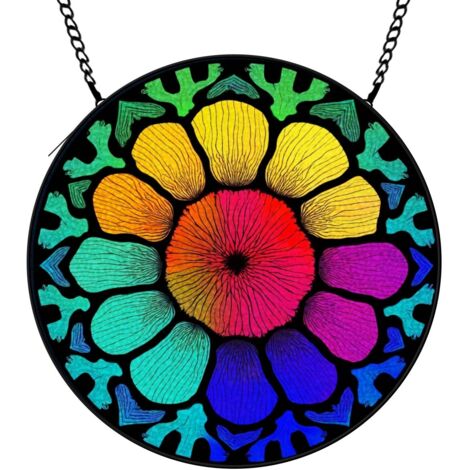 30 cmDécor attrape-soleil vitrail fleurs oiseaux abeille, panneau suspendu, cadeau Noël femme (1/5)