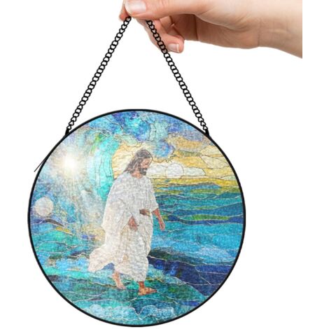 20 cm Attrape-soleil en vitrail fleurs oiseaux papillons, décoration murale intérieure, cadeau femme (1/5)