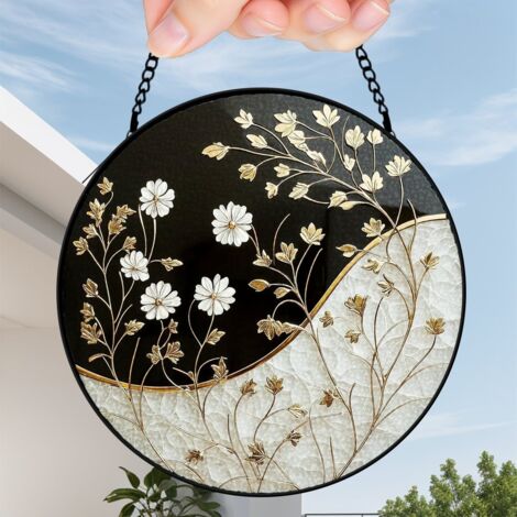 30 cmAttrape-soleil fleurs sauvages papillon abeille en verre, décoration murale maison, cadeau femme (1/5)