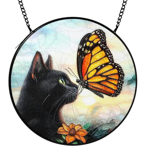 30 cmAttrape-soleil vitrail fleurs oiseaux abeille suspendu, décoration fenêtre jardin, cadeau pour femme maman (1/5)