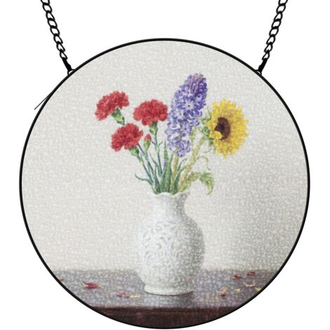 9 cm Attrape-soleil fleurs sauvages en verre coloré coucher de soleil, panneau décoratif, cadeau femme (1/5)