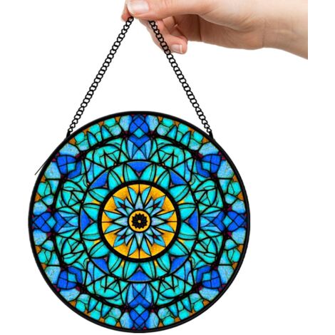9 cm Attrape-soleil vitrail fleurs suspendues oiseaux abeille, décoration fenêtre, cadeau femme maman (1/5)