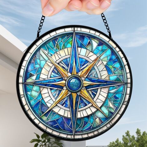9 cm Attrape-soleil vitrail fleurs sauvages papillon abeille, suspension décorative, cadeau femme (1/5)