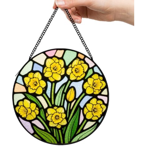 15 cm Attrape-soleil vitrail paysage floral coucher de soleil, décoration fenêtre, cadeau maman (1/5)