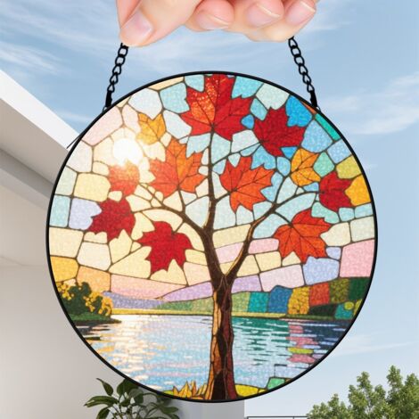 9 cm Attrape-soleil vitrail fleurs sauvages papillon abeille, décoration maison élégante, cadeau femme (1/5)