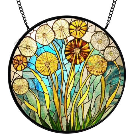 9 cm Attrape-soleil fleurs papillons oiseaux en verre coloré, décoration murale, cadeau femme (1/5)
