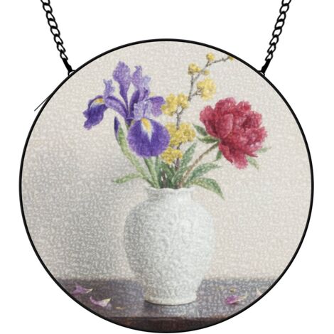 12,5 cm Attrape-soleil vitrail floral coucher de soleil suspendu, panneau fenêtre, cadeau maman (1/5)