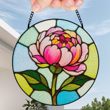 15 cm Attrape-soleil fleurs sauvages coucher de soleil en verre coloré, décoration maison (1/5)