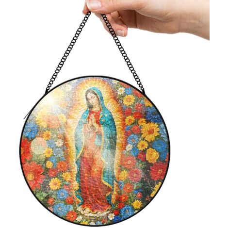 9 cm Attrape-soleil vitrail floral oiseaux papillons, décoration intérieure élégante, cadeau maman (1/5)
