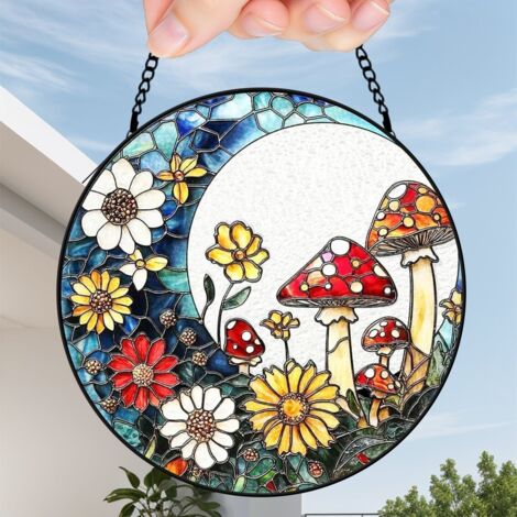 12,5 cm Attrape-soleil vitrail floral papillon abeille, panneau décoratif intérieur, cadeau femme (1/5)
