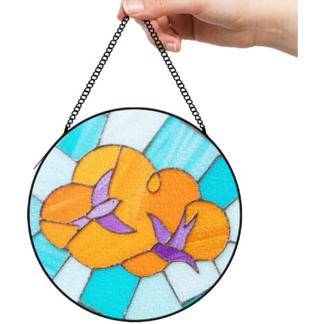 9 cm Attrape-soleil fleurs oiseaux papillons en verre coloré, décoration fenêtre intérieure, cadeau maman (1/5)