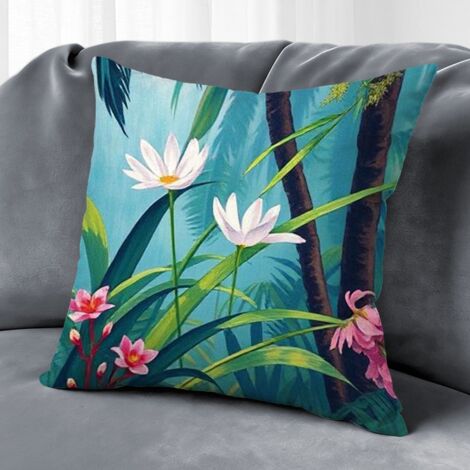 Housse de coussin fleurs colorées, décoration murale textile pour maison,45×45cm (1/5)