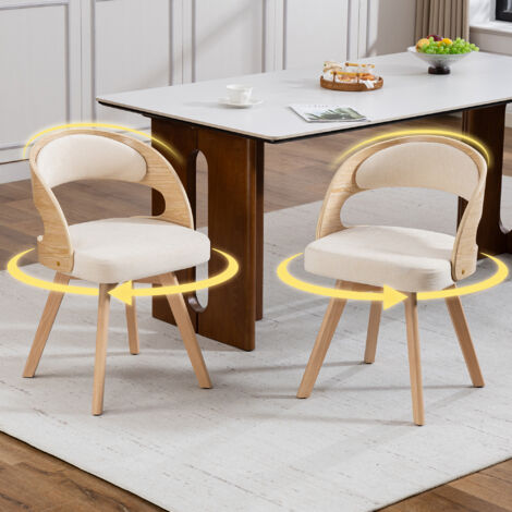 Fauteuil de salle à manger en bois, un fauteuil moderne et flexible, doté d’un coussin en coton-lin le dossier est incurvé. Idéal pour être utilisé comme meuble d’appoint dans les cuisines, les cafés (1/5)