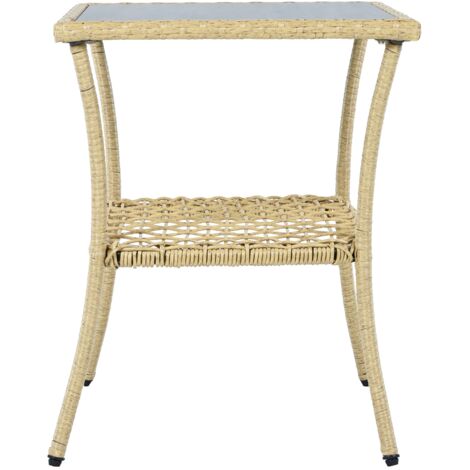 Meuble de balcon en rotin (3 pièces). Chaise à bascule pour le balcon, avec des coussins de couleur beige. Capacité de charge : 160 kg. (1/5)