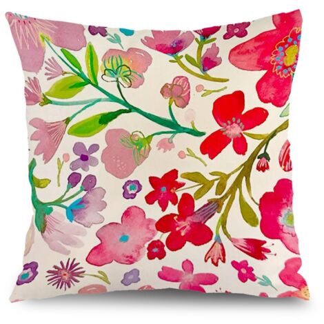 Housse de coussin floral extérieur, style ferme rustique pour canapé-lit chaise banc jardin,50×50cm (1/5)