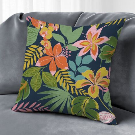 Housse de coussin fleurs jardin, style rustique pour canapé,40×40cm (1/5)