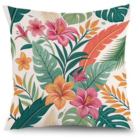 Housse de coussin floral jardin, décoration chaise banc extérieur,40×40cm (1/5)